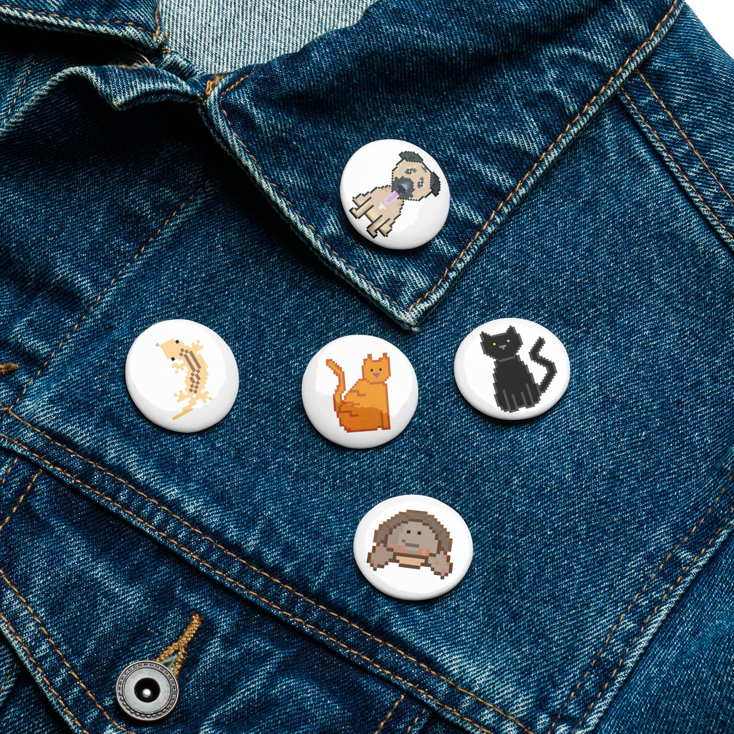 Pixel Pets - Set of pin buttons