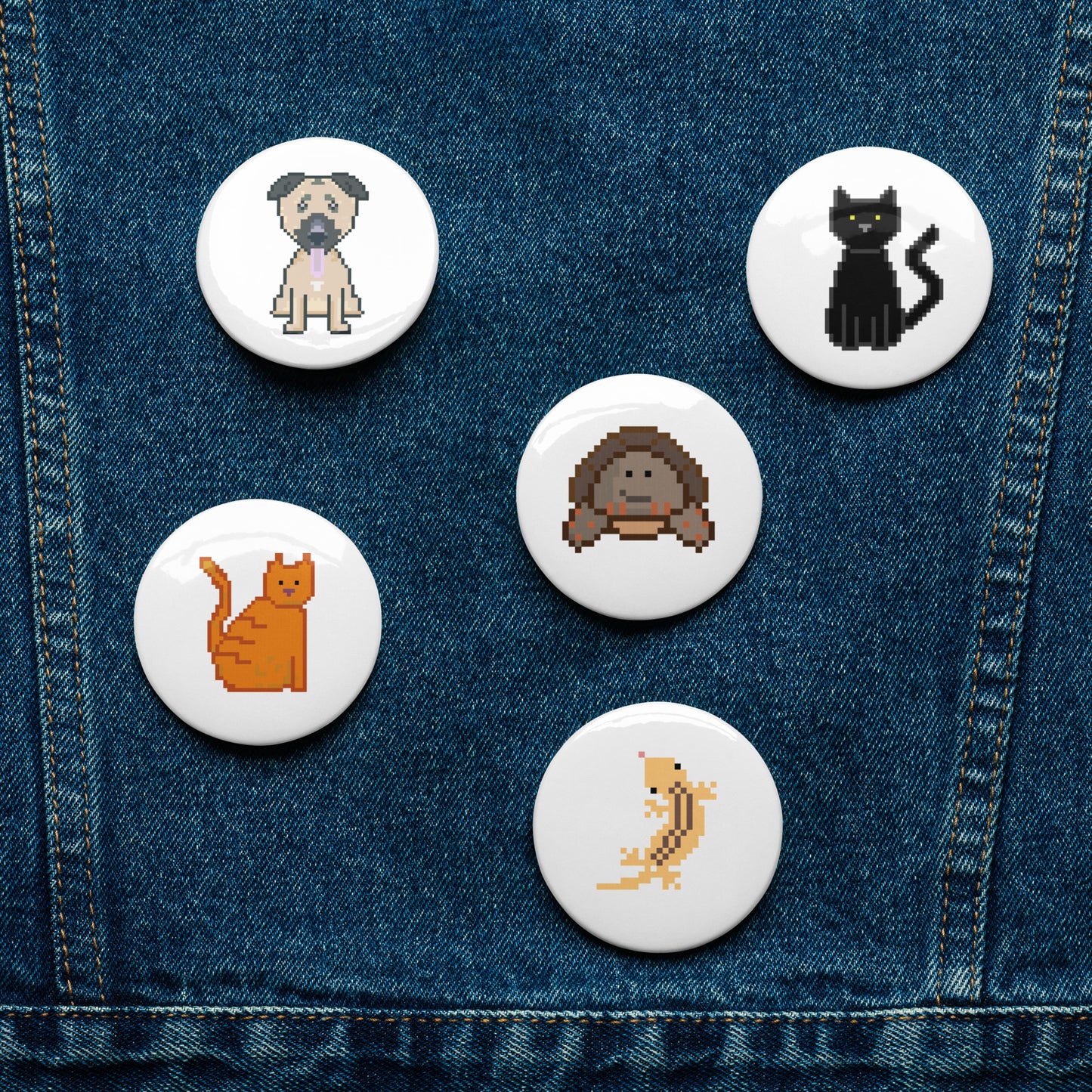 Pixel Pets - Set of pin buttons